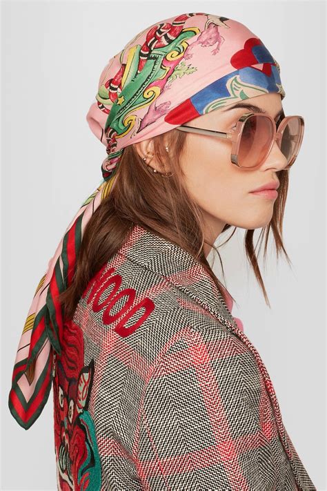 how to wear a gucci scarf on your head|Gucci head scarf women's.